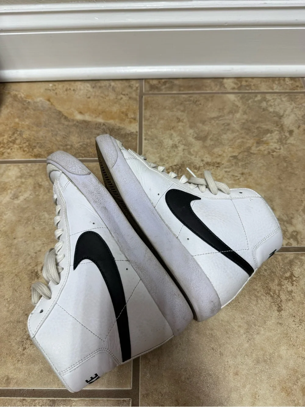 Nike Kids White and Black High-Top Sneakers